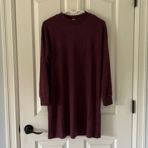 NWT - American Eagle burgundy lightweight waffle knit long sleeve dress